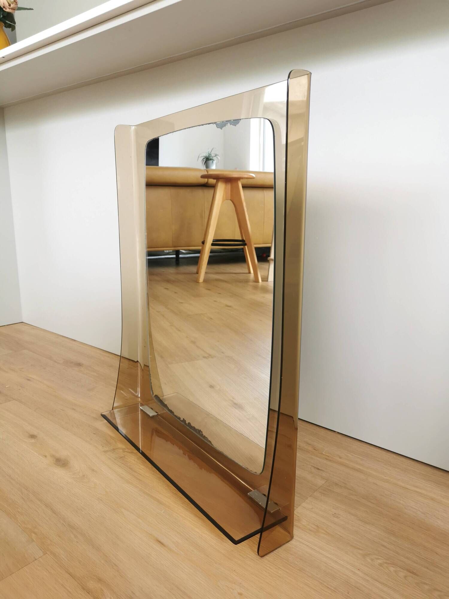 Vintage Wall Mirror with Shelf: 1970s Hollywood Regency Decor