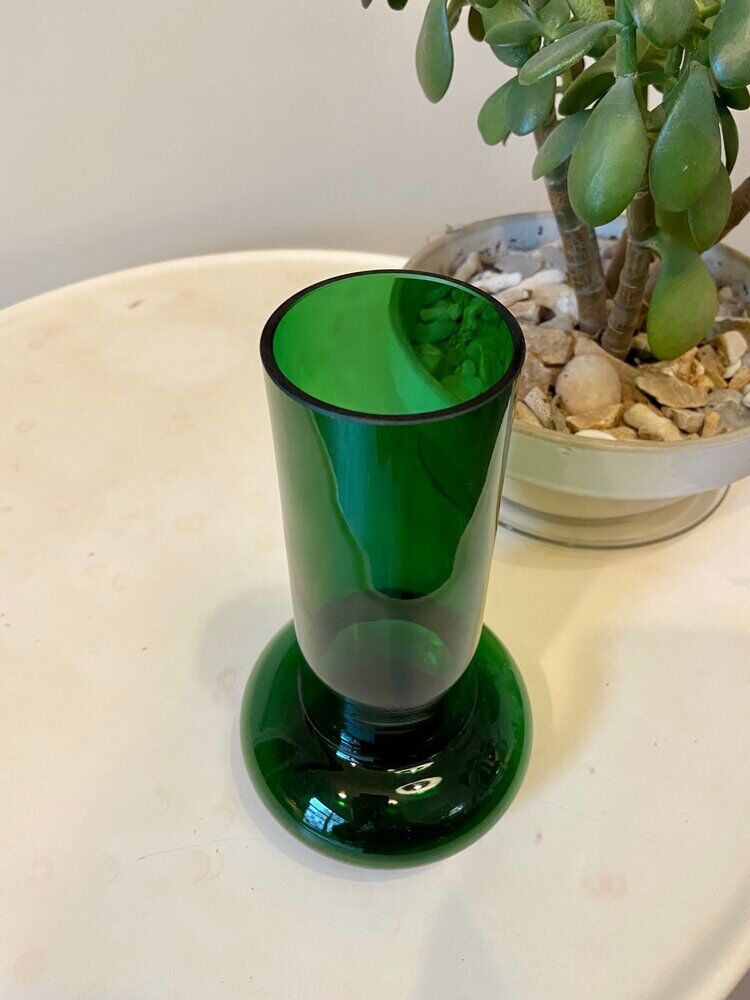 Green glass vase