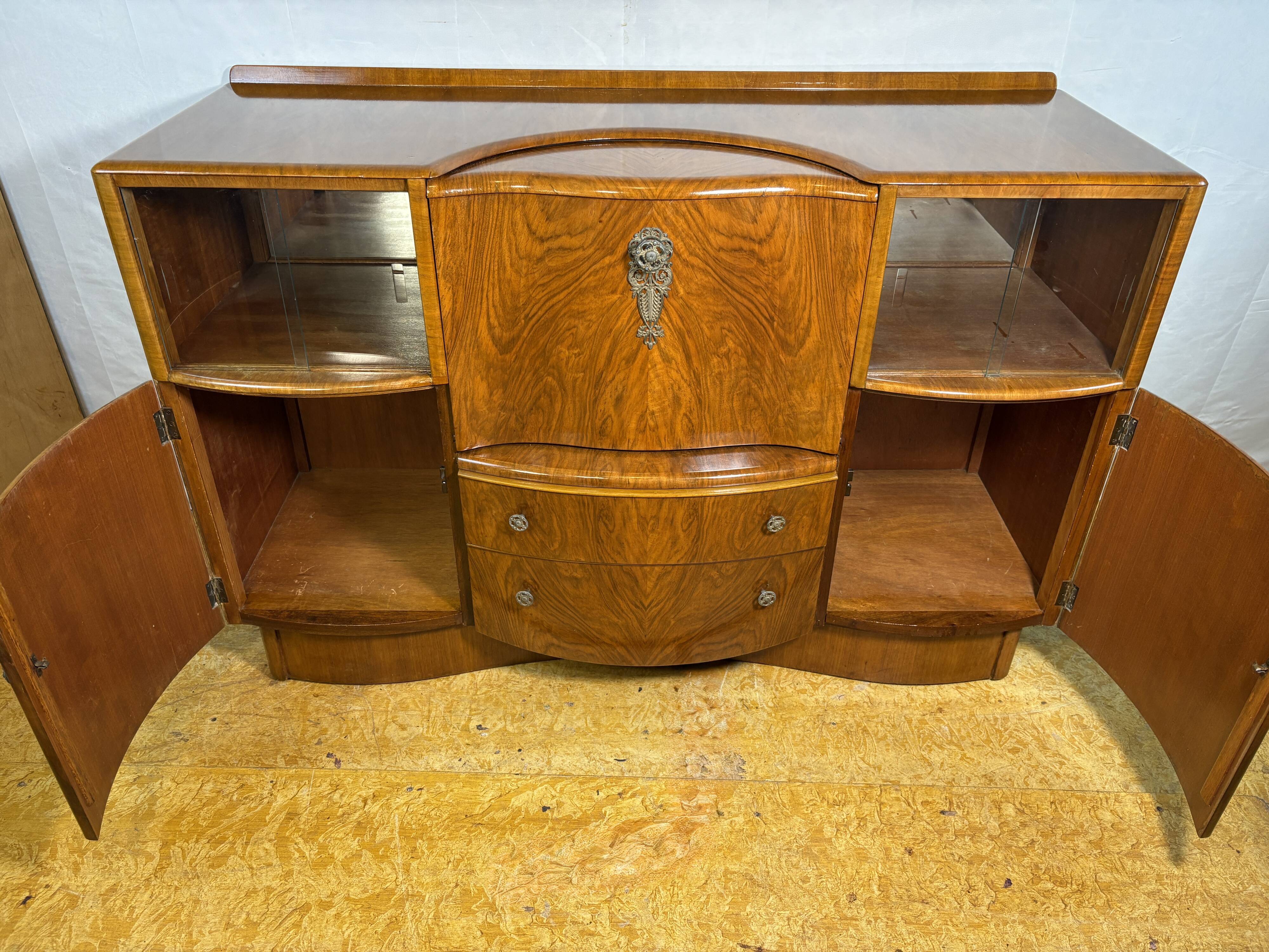 Art Deco Vintage Burr Walnut Cocktail Cabinet Sideboard Beautility1930-1940