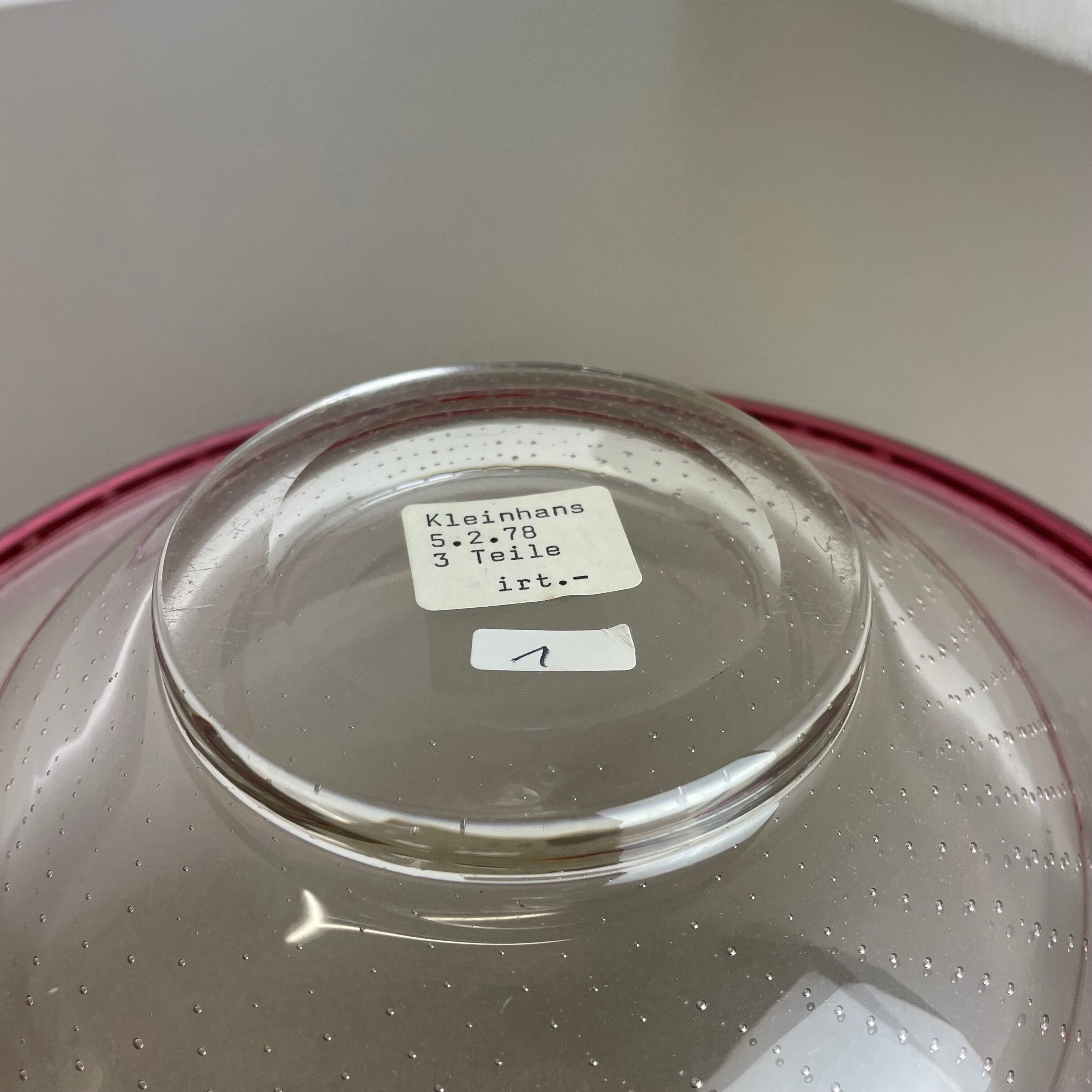 German 2,2kg Glass Bowl by Karl Wiedmann for WMF, 1960s Baushaus Art Deco