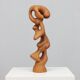 Hand-carved organic sculpture in solid pinewood, 1977