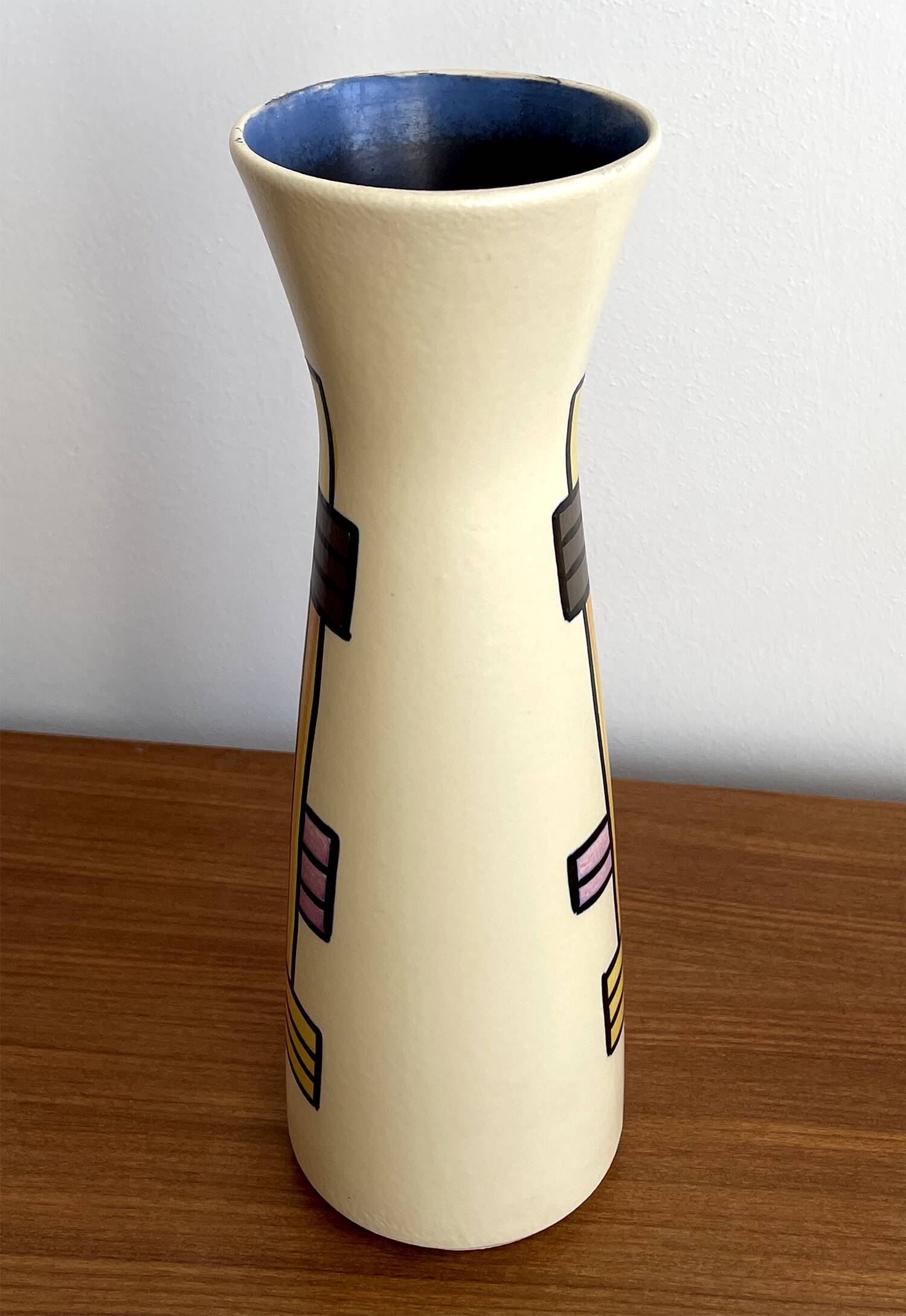 Vase Diabolo VEB Haldensleben 3148B - Design cylindrique moderne du milieu du siècle de la RDA est-allemande