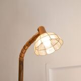Wood floor lamp lampshade mother-of-pearl
