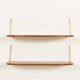 Danish extra deep teak floating shelves, set of 2