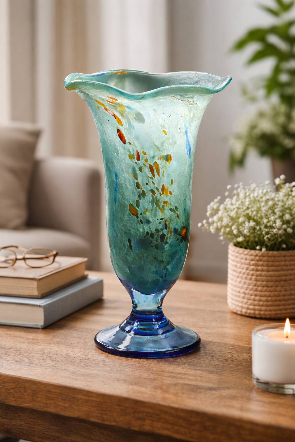 Art glass vase signed Marc Blot, 1990, hand-blown - 28 cm - new