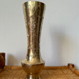 Vase en laiton doré gravé Indien