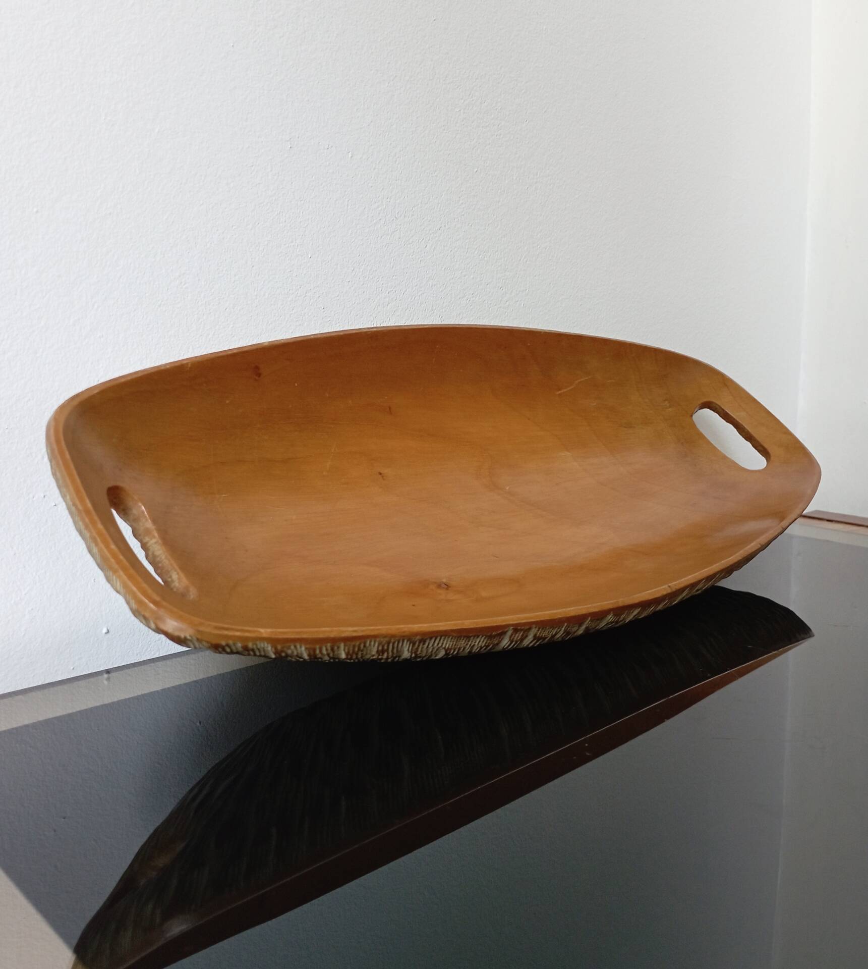 Vintage wooden plate by Aldo Tura for Macabo Italy