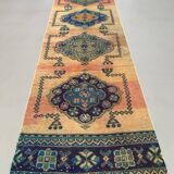 Tapis tribal vintage en laine, turc en détresse, 335x81 cm