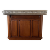 Solid oak bar, tin counter, authentic craftsmanship in perfect condition