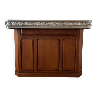 Solid oak bar, tin counter, authentic craftsmanship in perfect condition