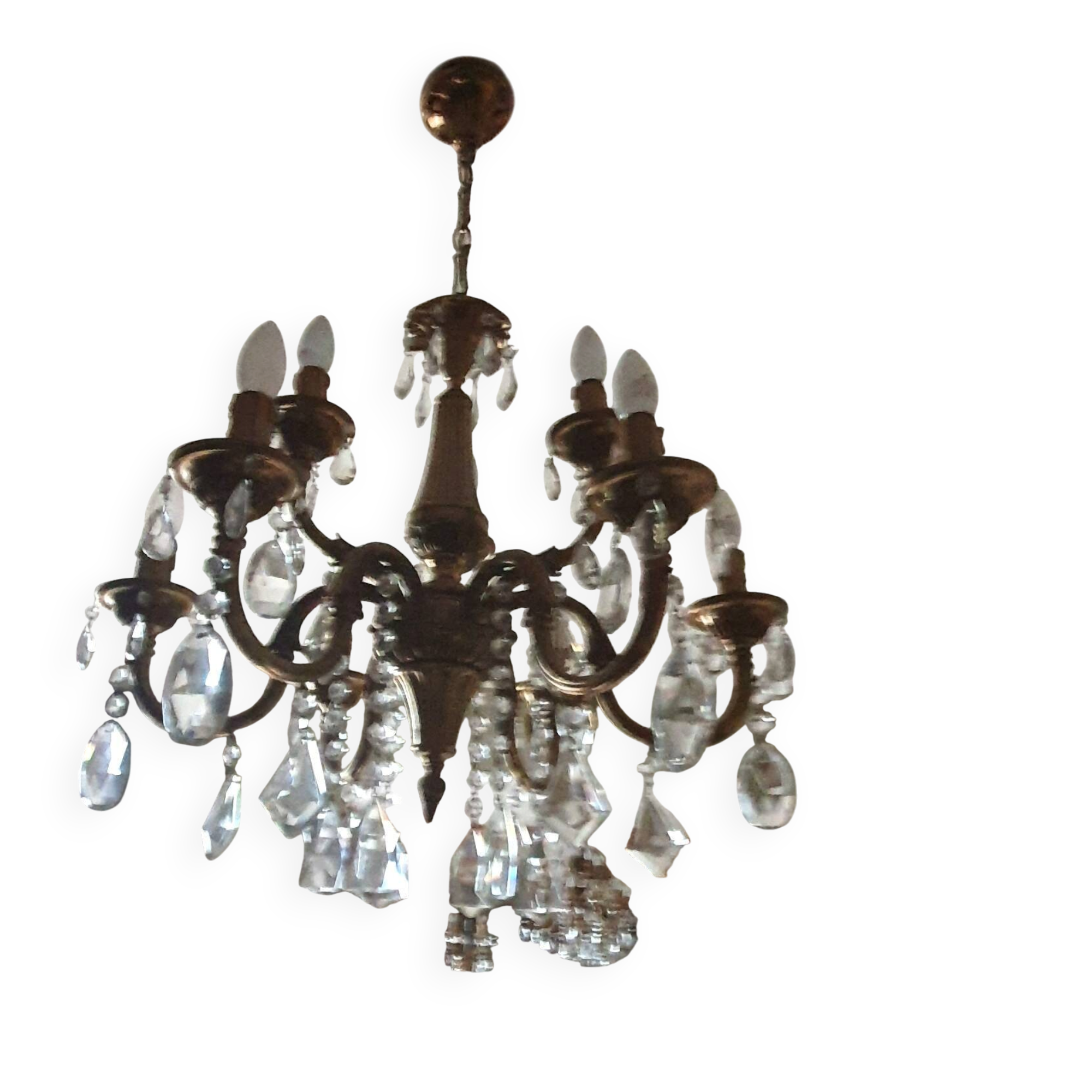 Bronze or brass chandelier from the 1980s.