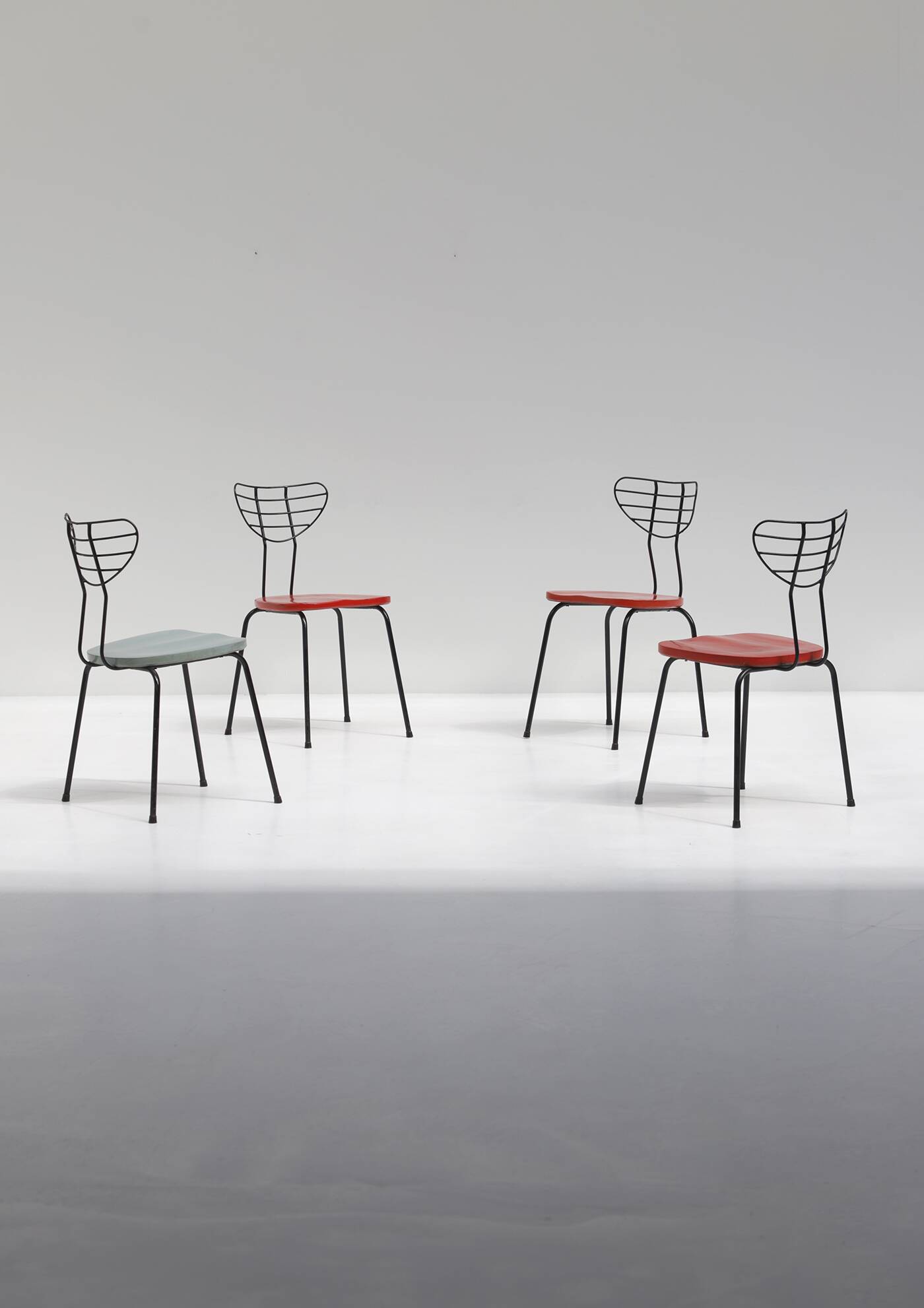 Set of 4 modernist mid-century radar chairs 1950s Belgium