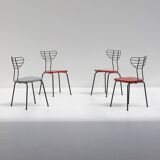 Set of 4 modernist mid-century radar chairs 1950s Belgium