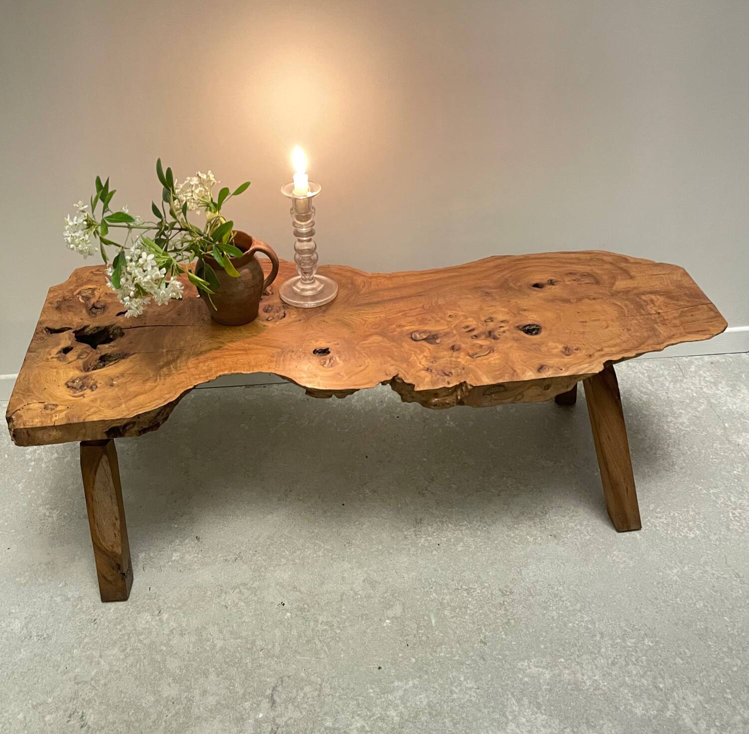 Raw wood coffee table