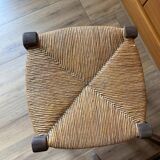 Pair of wood and straw stools