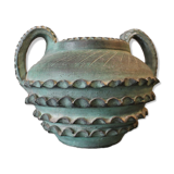 Terracotta vase with ceramic bronze green patina vase