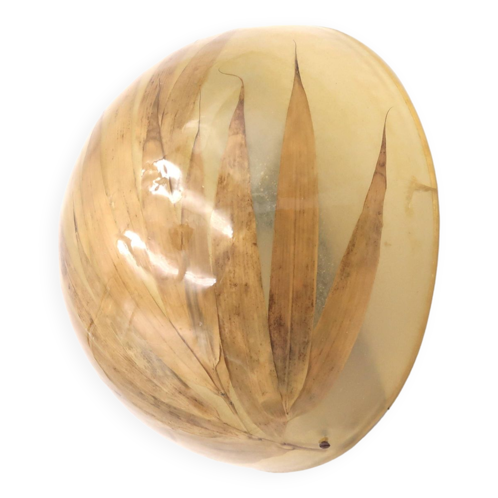 Lampe Abat-Jour En Feuille de Coco Blanc Avec Sphère Résine