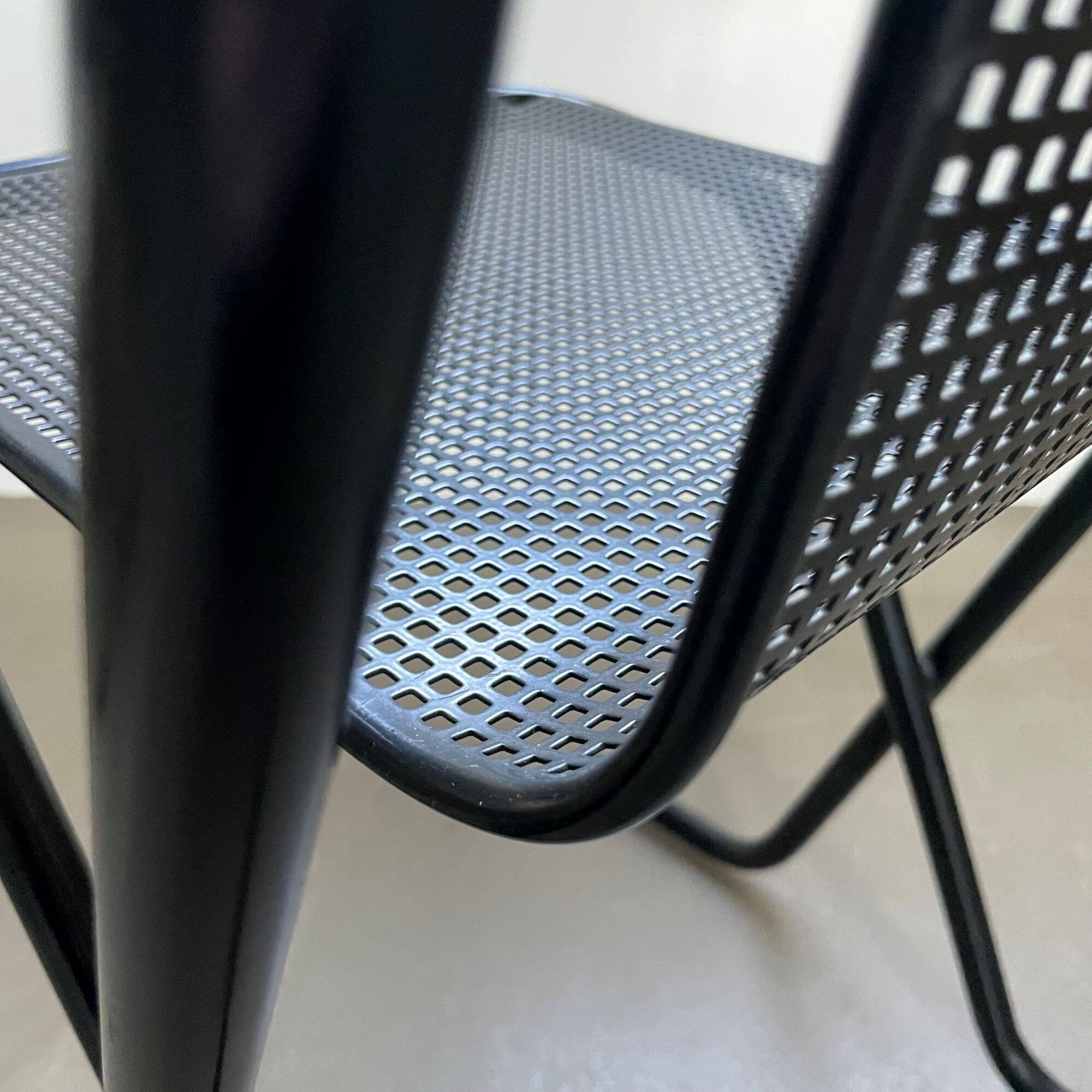 Black metal stacking chairs, Arrben Italy, 80s