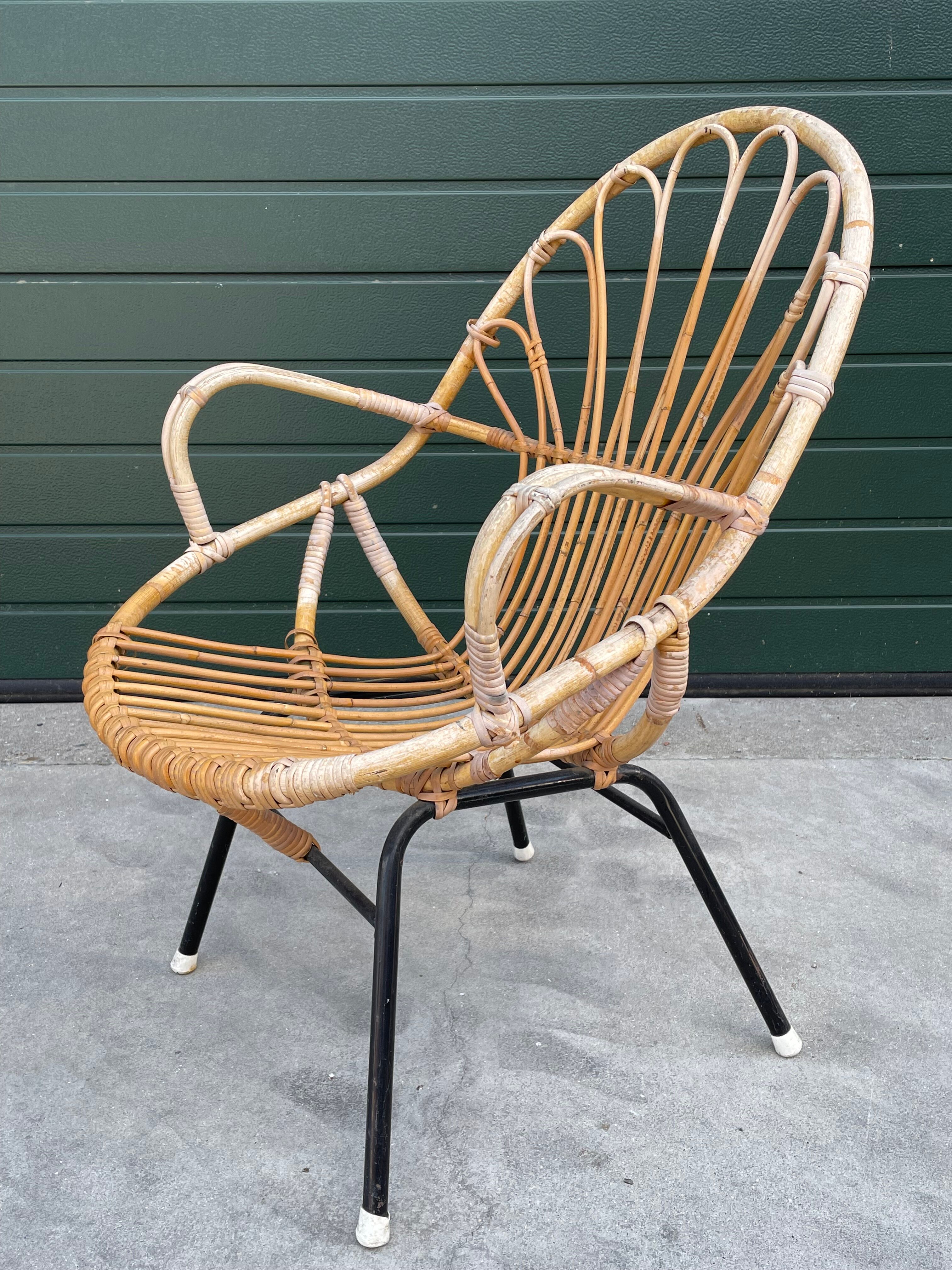 Rattan chair by Dirk van Sliedregt Rohe Noordwolde 1960 in the Netherlands