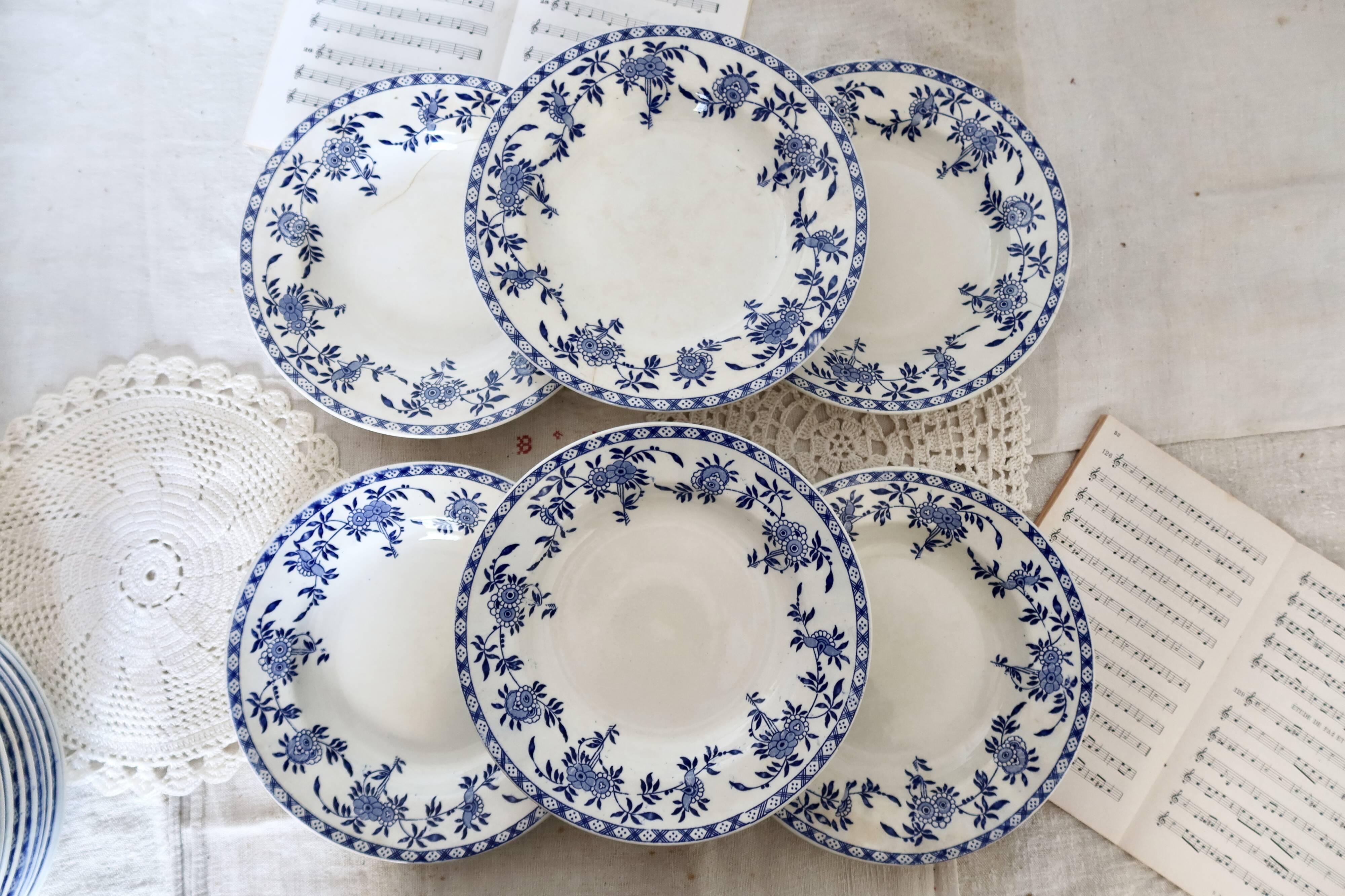 6 antique soup plates - Rare Dresden porcelain