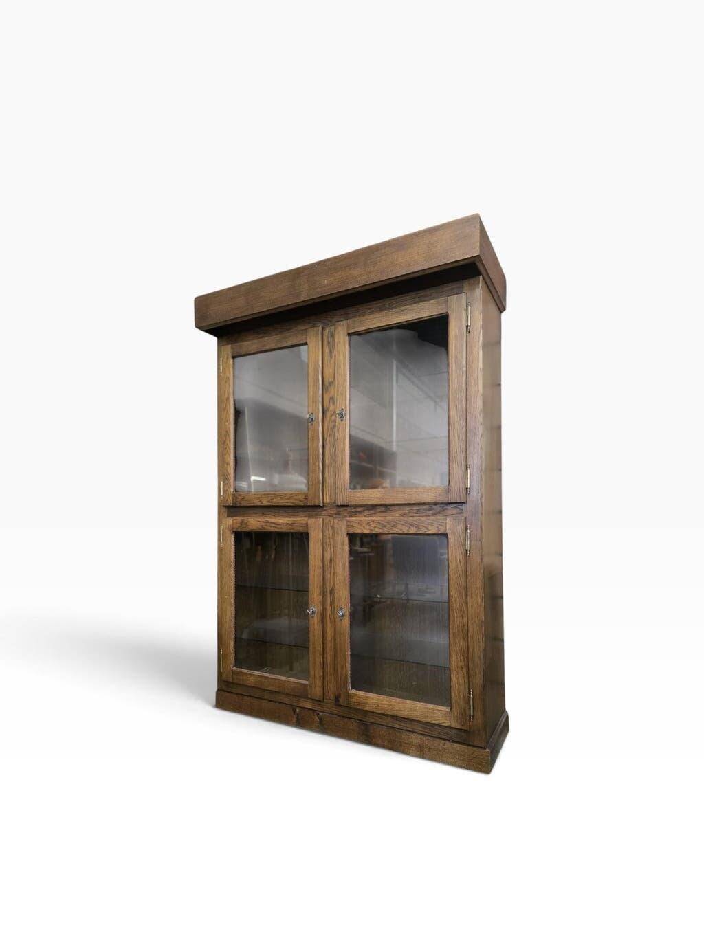 Robust vintage wooden display cabinet