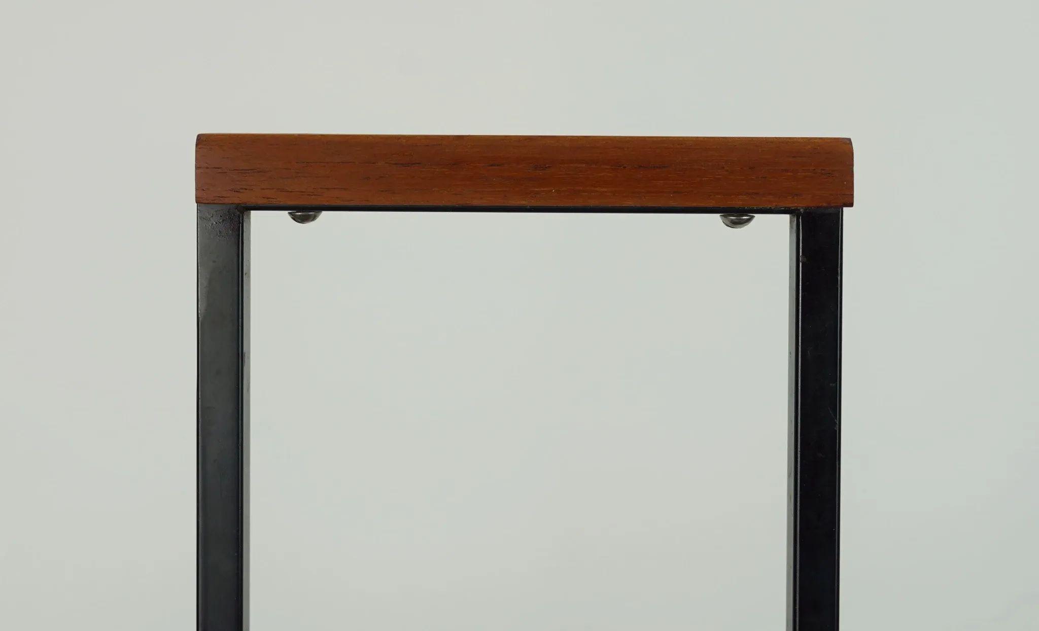 1960s mid century MAGAZINE RACK newspaper holder brown suede metal teakwood