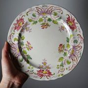 4 antique dessert plates Longchamp Daisies ironstone polychrome