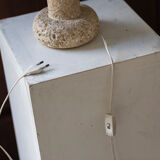 Limestone table lamp with woolen shade, France 1970’s