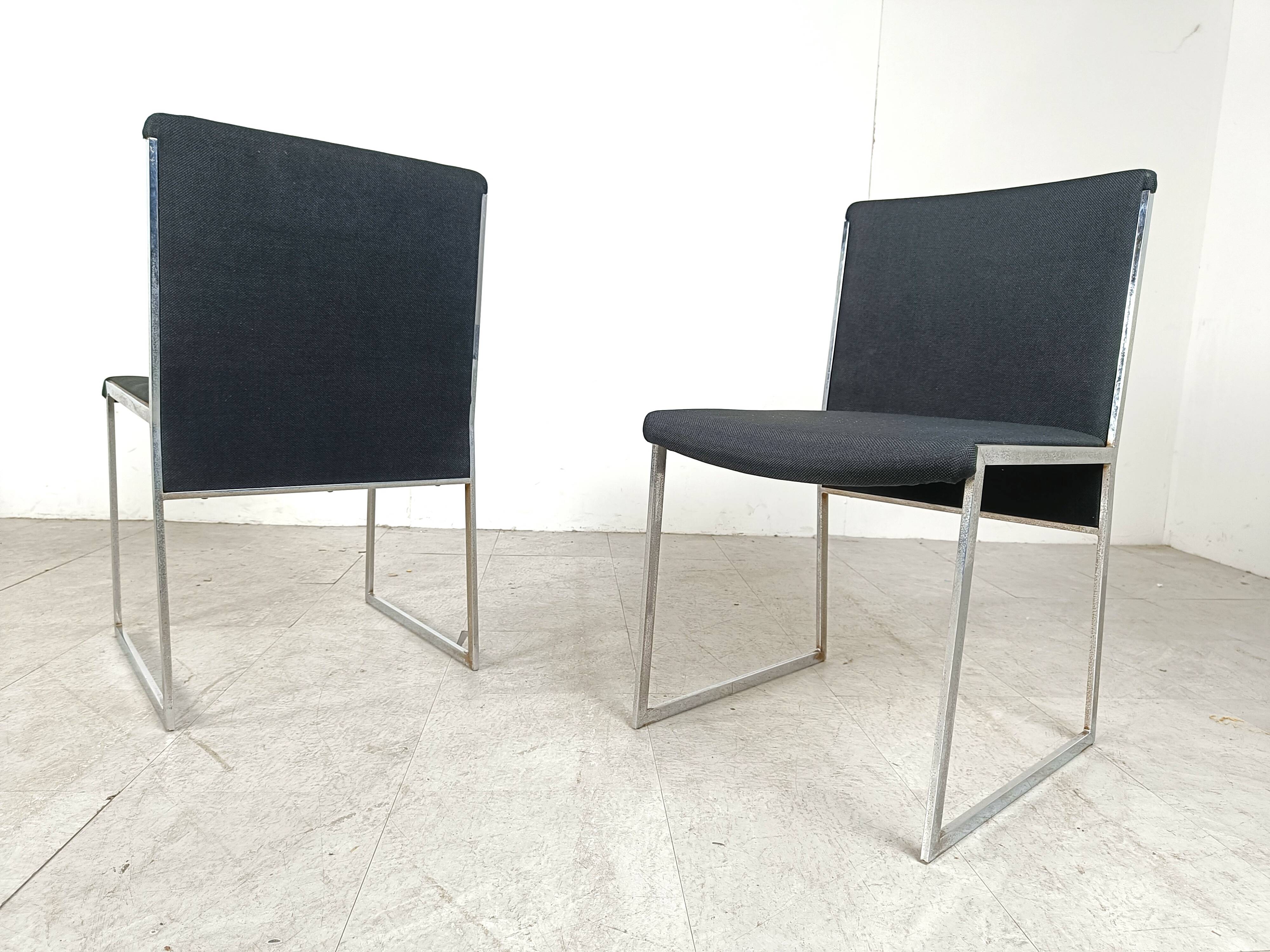 Vintage chrome italian dining chairs, 1970s