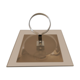 Vintage metal presentation tray and smoked glass