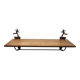 Wall shelf in wood and metal with a decoration of ice skaters.