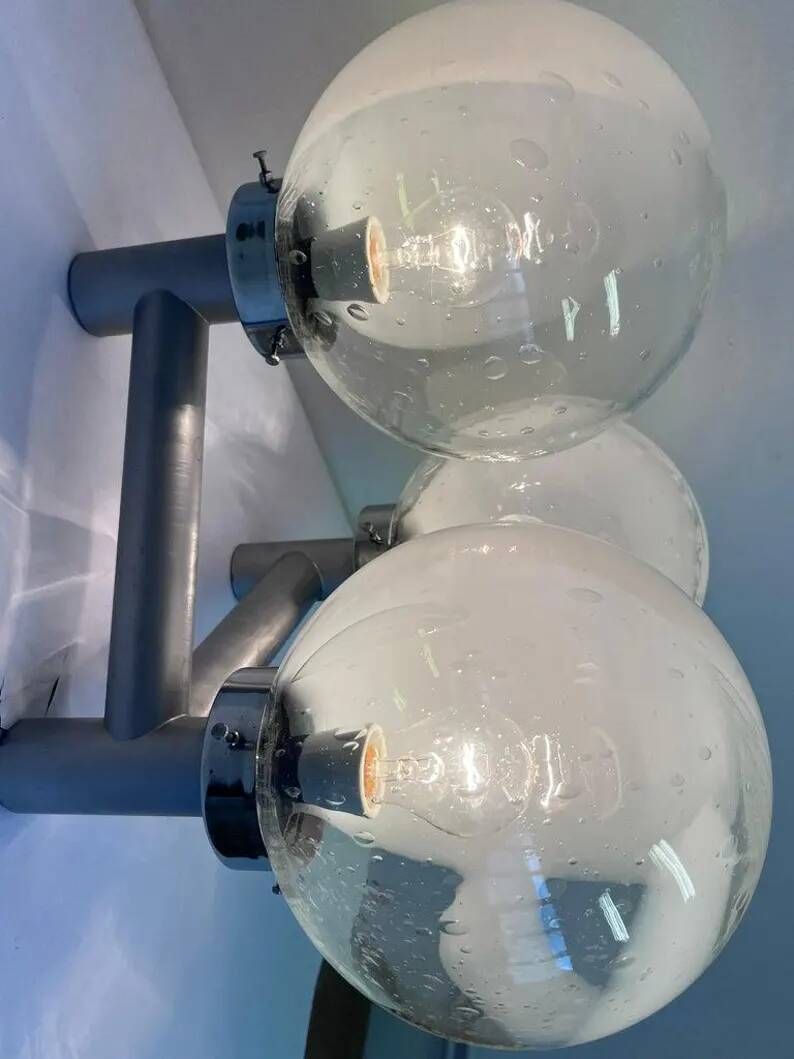 Rare XXL Mid Century Art Glass Wall Hotel Light / Lamp - Around 1970s