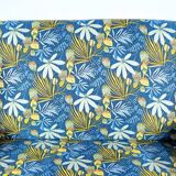 2-Seater Bench in Azure Blue Fabric – 1940s