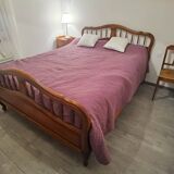 Double bed two places solid wood mahogany Louis XV style