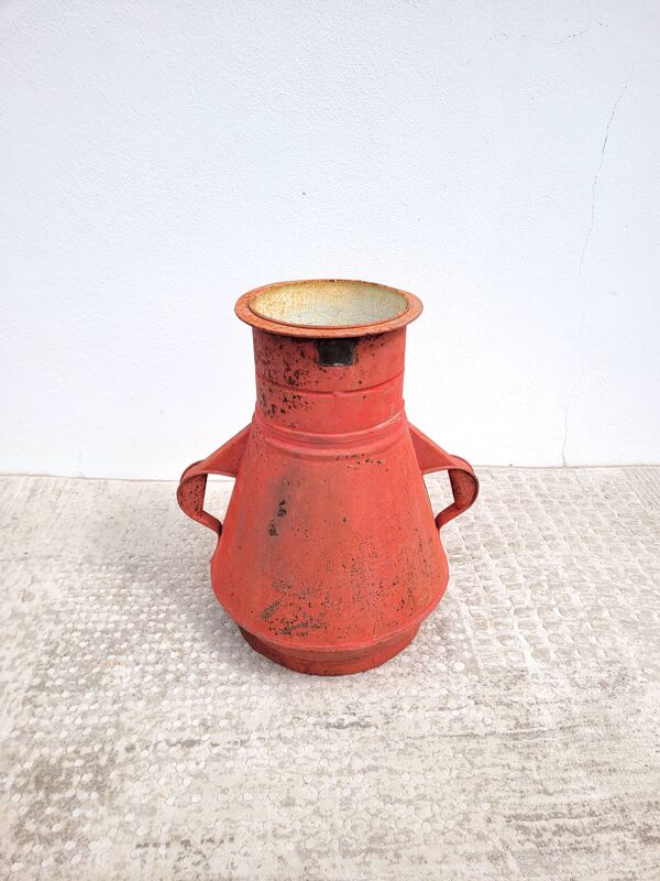 Grande amphore vase ancien tôle émaillée