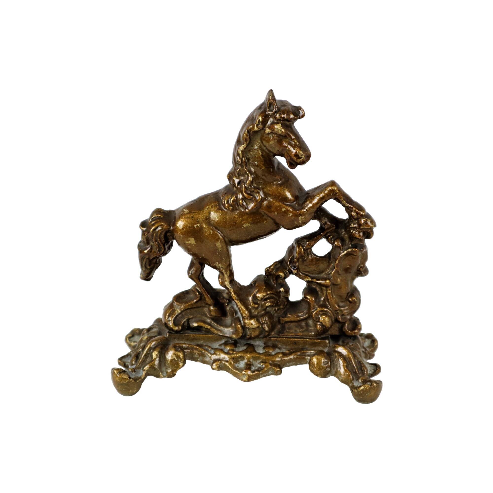 Vintage Horse Statue Solid Bronze Sculpture Patinated 20cm