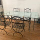 Ensemble table et chaise de fabrication ligne métal en fer forgé plein