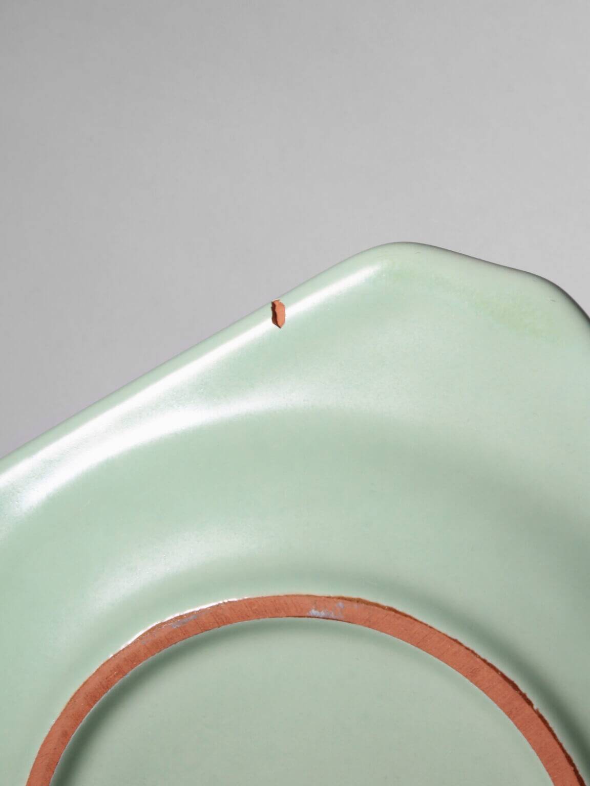 Harald Östergren Art Deco Mint-Green Ceramic Ashtray, For Upsala-Ekeby