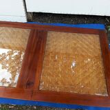 Walnut and rattan coffee table