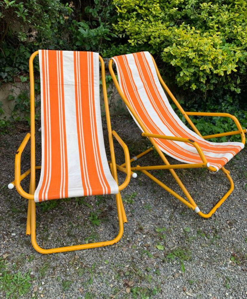 Pair of antique deckchairs
