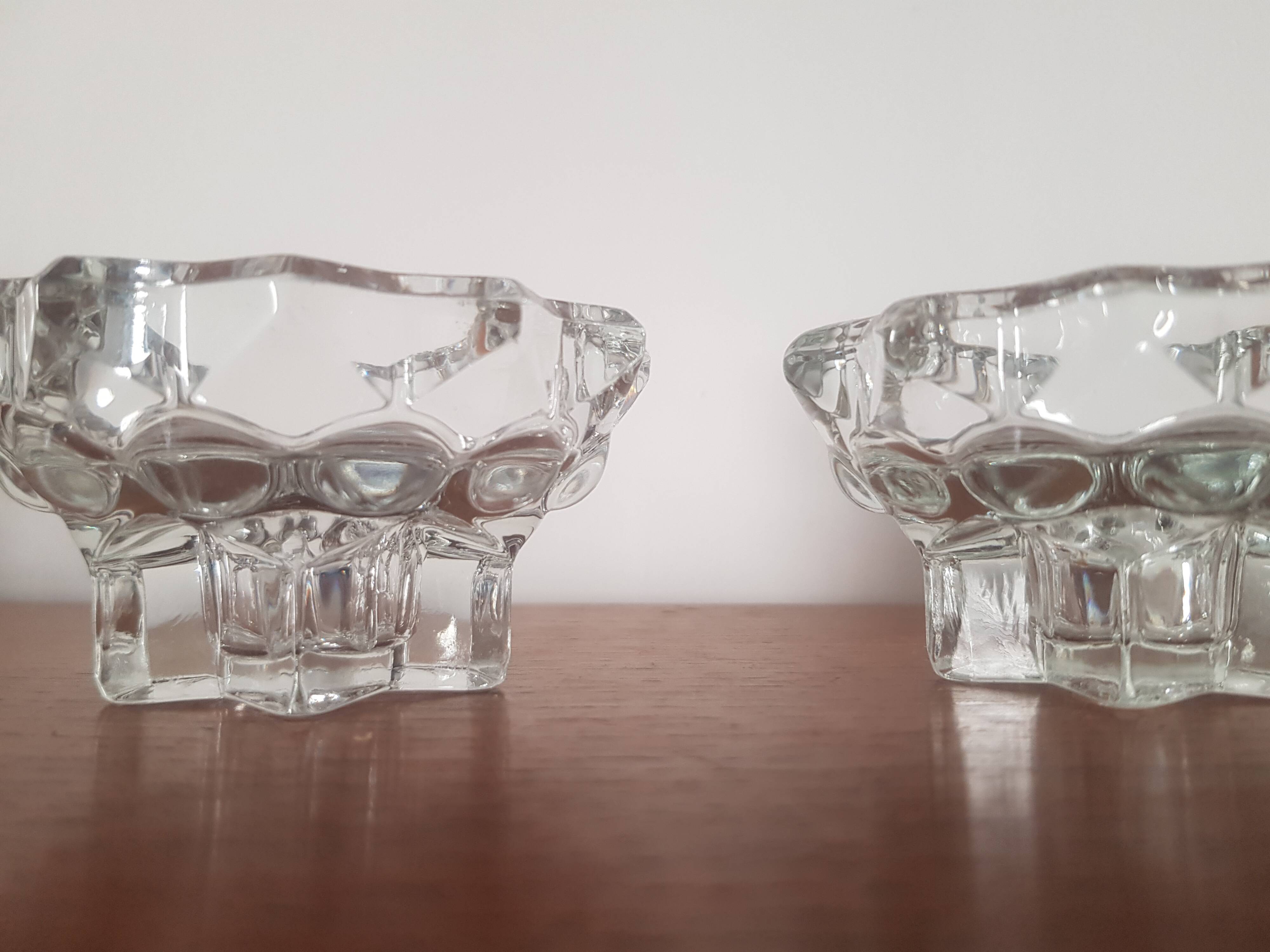 Set of 2 glass candle holders