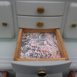 Renovated vintage Mado sideboard – Celadon green & natural cane