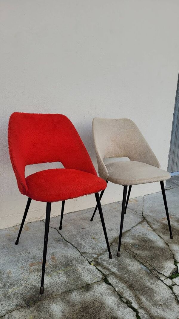 Paire de chaises vintage ''Moumoute'' -1950s