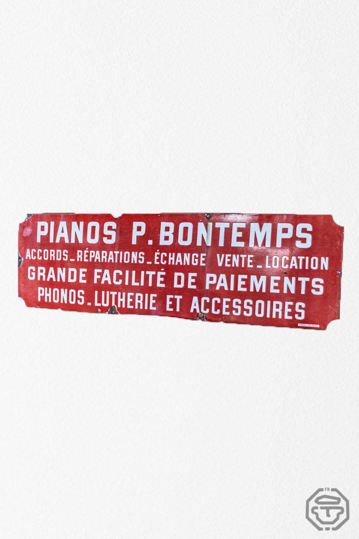 Piano enamelled sign "Bontemps"