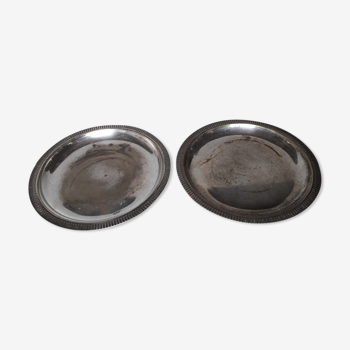 2 dessous de verre / bouteille metal argenté