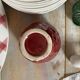 Sugar bowl or jam pot in strawberry majolica.
