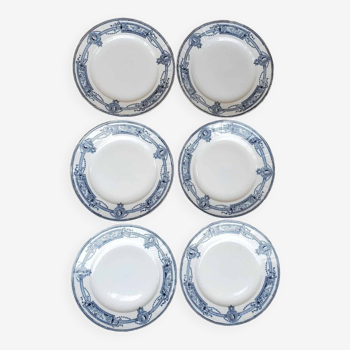 Set of 6 flat plates in Terre de Fer Saint-Amand & Hamage model Médaillon