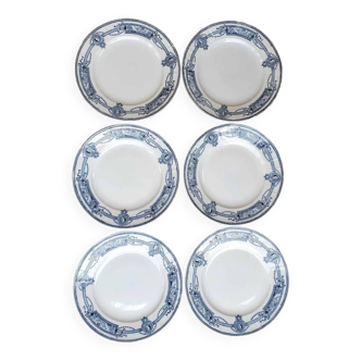 Set of 6 flat plates in Terre de Fer Saint-Amand & Hamage model Médaillon