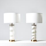 Pair of glass lamps by Bergboms Sweden 1970s