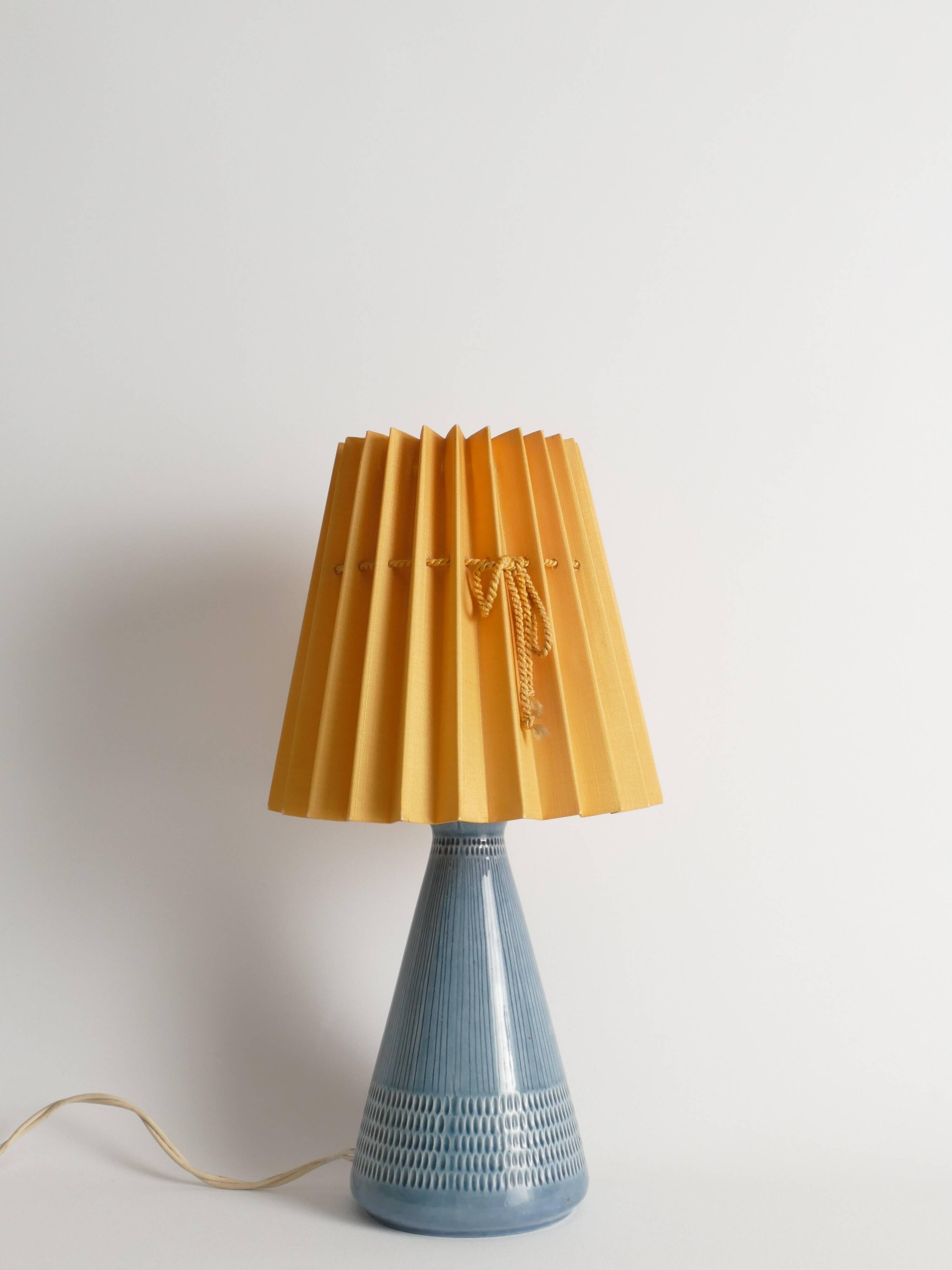 Dusty Blue Ceramic Table Lamp by Rörstrand, Sweden 1980s